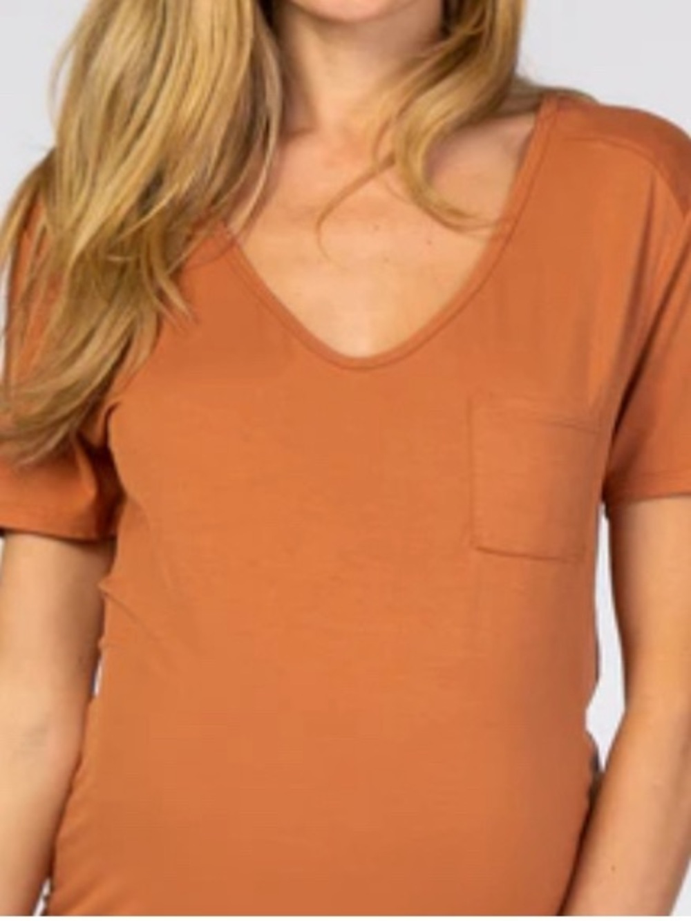 PinkBlush Camel scoop neck maternity shirt
